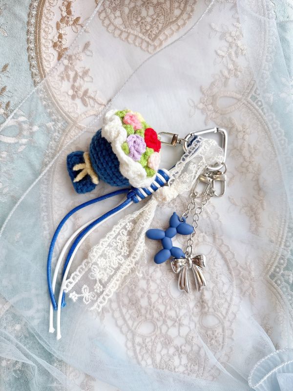 針織捧花日系搭配手機墜飾/吊飾/掛墜 