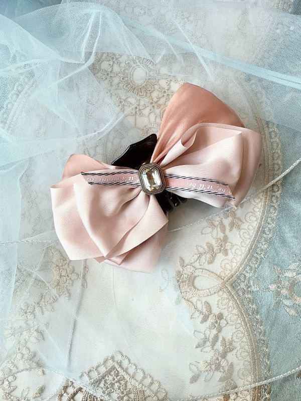 簡約雙層雪紡大蝴蝶結抓夾 