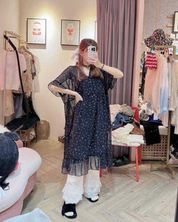 兩件式小碎花雪紡洋裝 