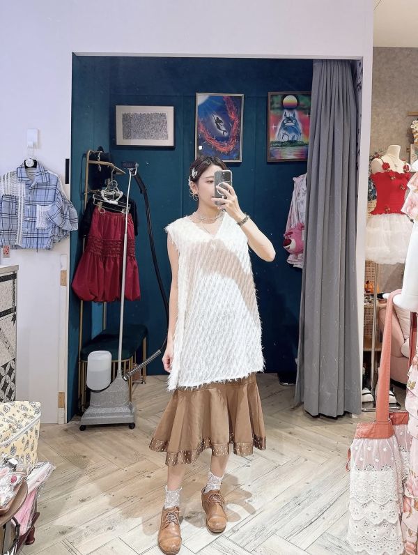 雪紡波浪魚尾裙 