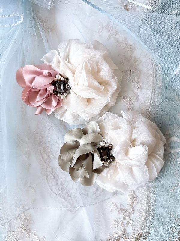 玉潔優雅雪紡花朵彈跳夾 