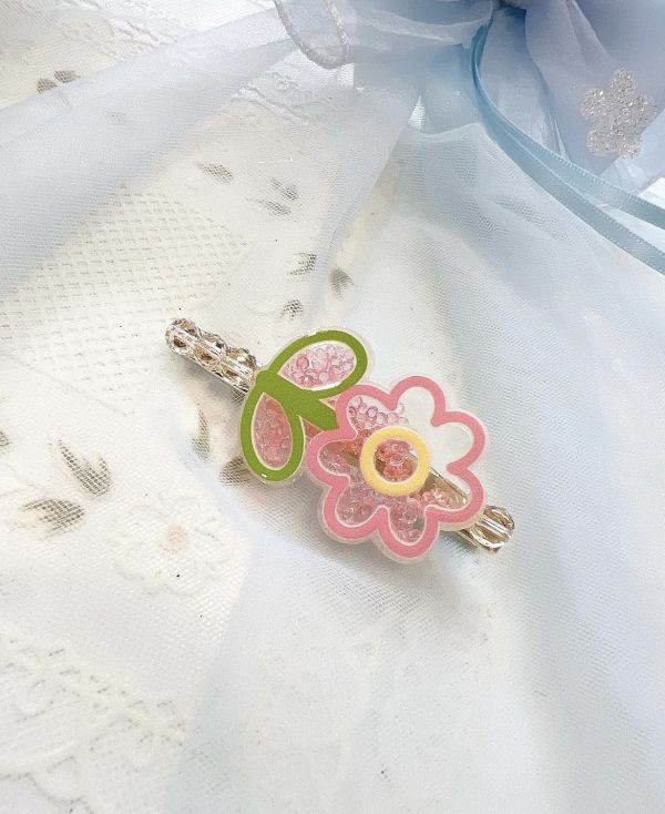 立體壓克力小花壓夾/側邊夾 