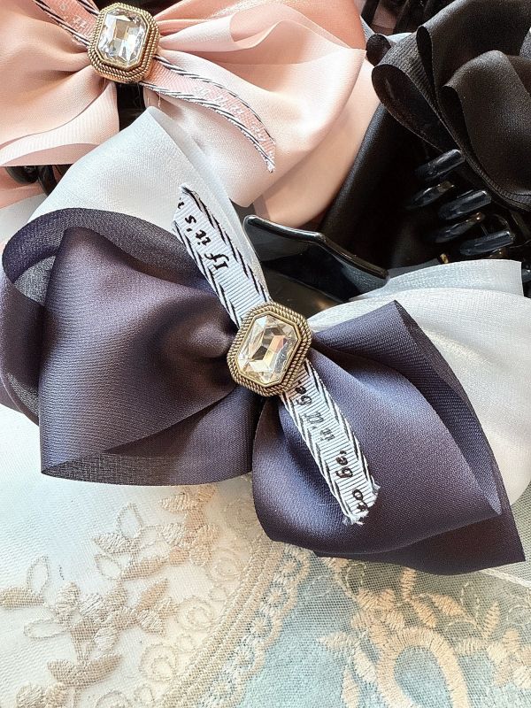 簡約雙層雪紡大蝴蝶結抓夾 