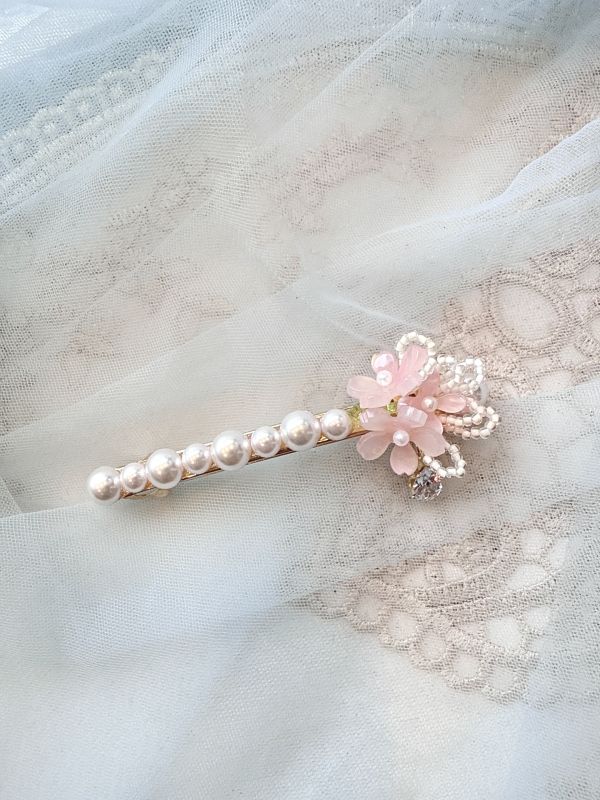淡雅珍珠花系彈跳夾 
