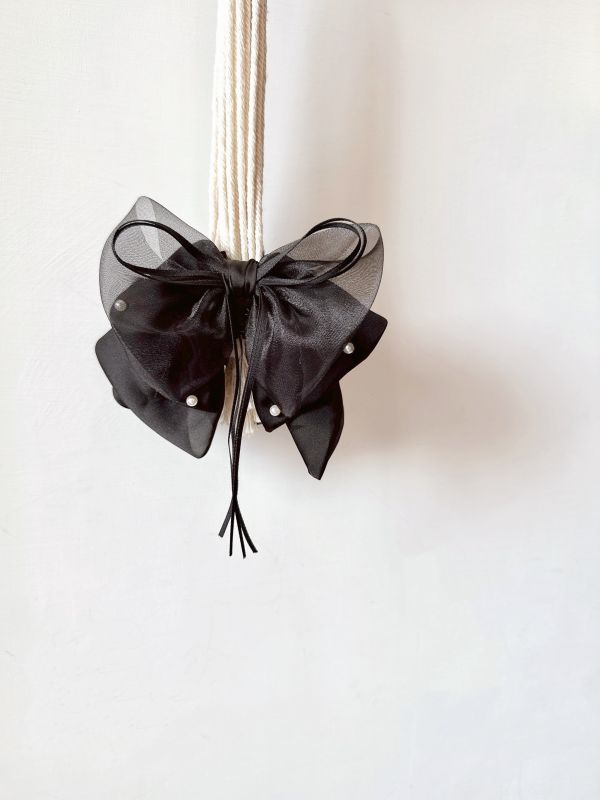 緞面質感蝴蝶結可愛風雪紡公主鯊魚夾/抓夾 