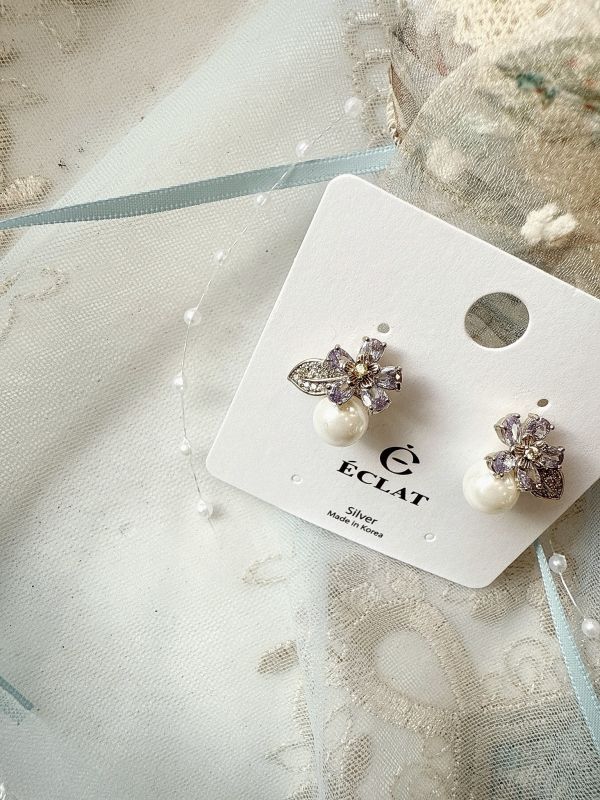 晚霞紫色氣質典雅鋯石小花 