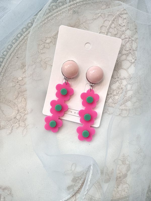 花朵壓克力休閒耳環 