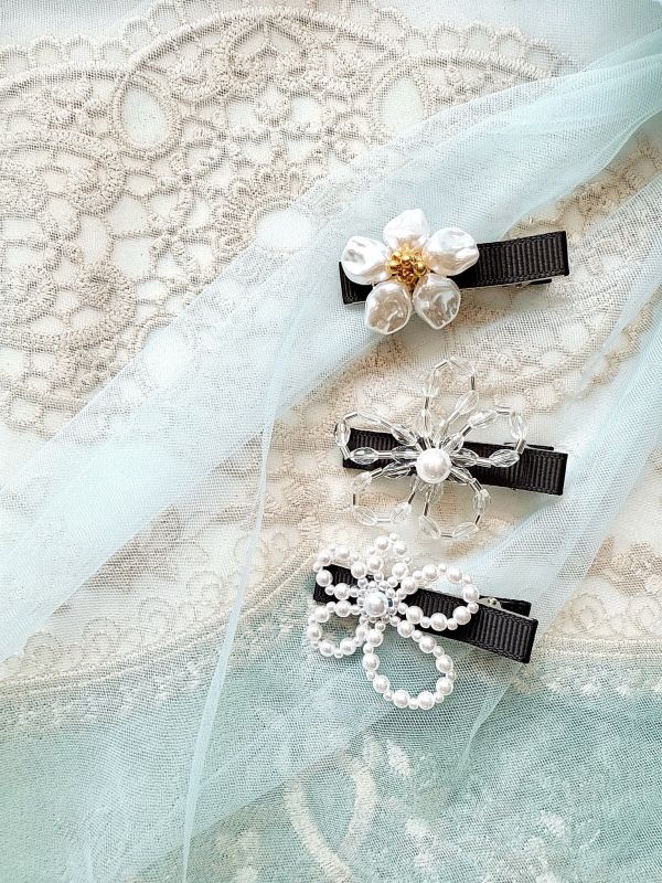 串珠花朵系列髮夾壓夾 