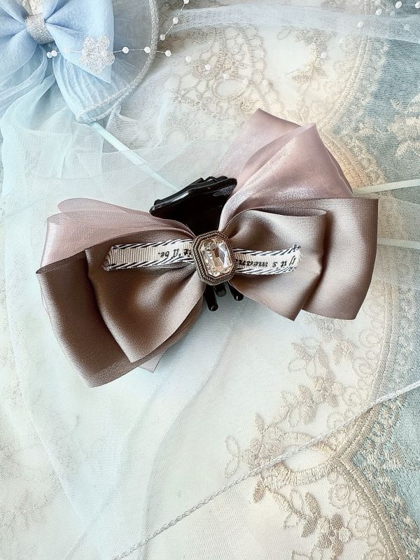 簡約雙層雪紡大蝴蝶結抓夾 