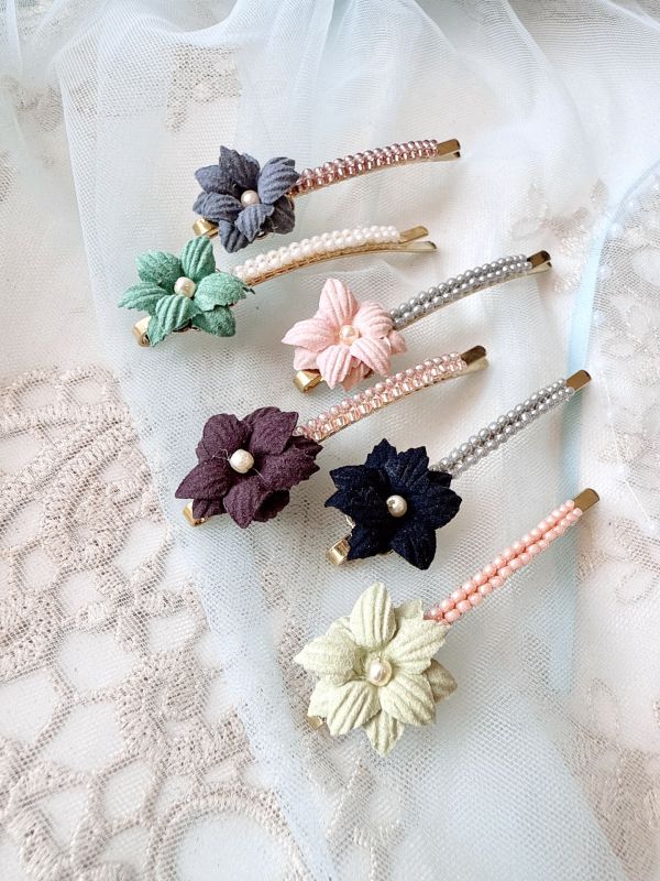 素雅布花手工一字夾 