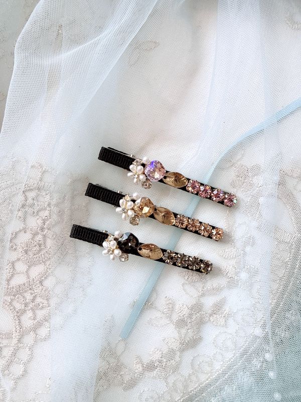 花夕水鑽手工壓夾 