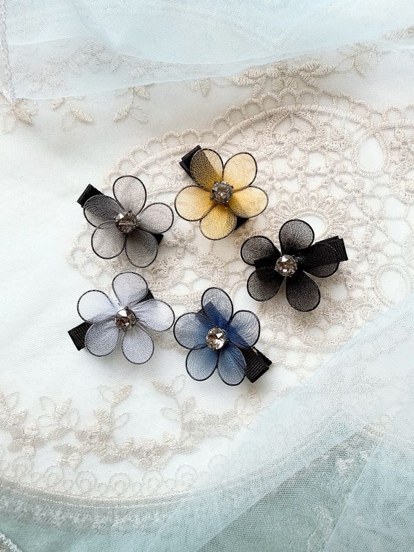 手工立體棉絲花短板髮夾壓夾 