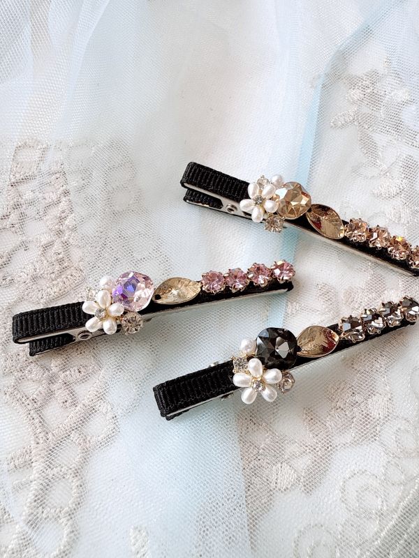 花夕水鑽手工壓夾 