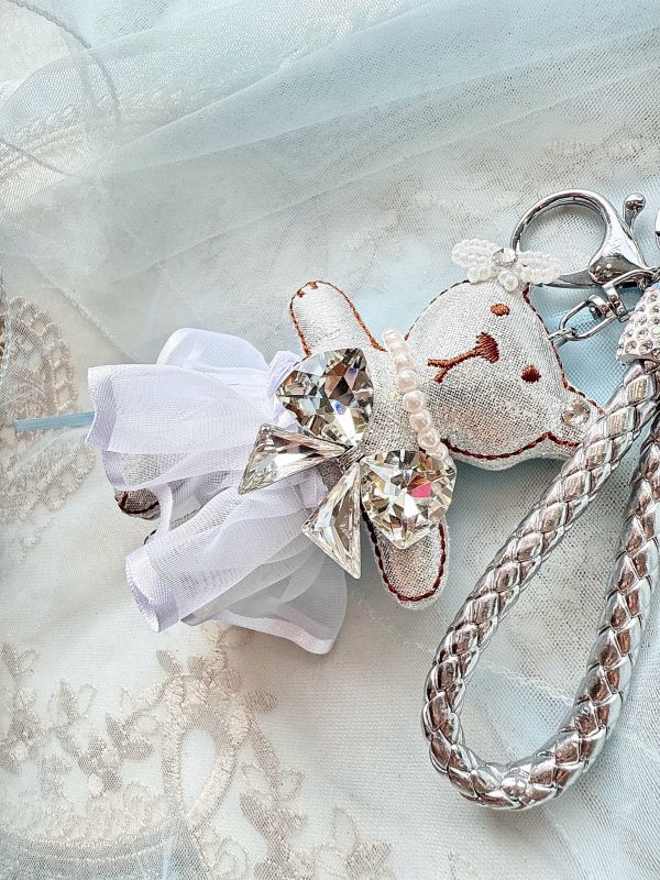 AB彩鑽華麗貴氣蓬蓬裙可愛小熊女孩吊飾掛墜 