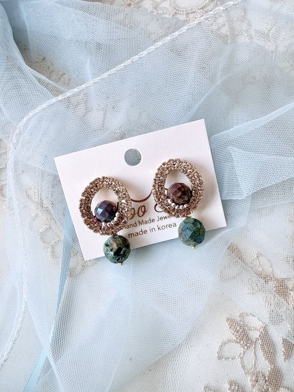 隕石切面光澤高雅耳環 