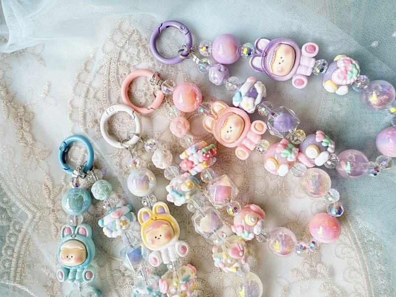 超可愛彩光串珠手機吊飾/掛墜 