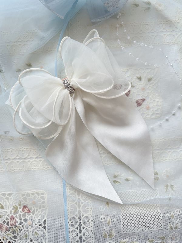 透紗雪紡唯美蝴蝶結彈跳夾 