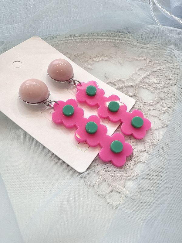 花朵壓克力休閒耳環 