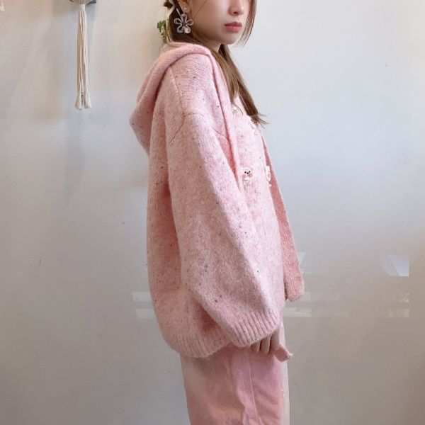 韓國手工混色可愛小熊針織上衣 