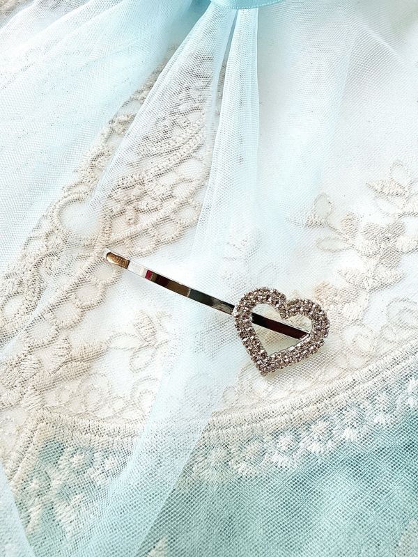 愛心水鑽簡單造型髮夾一字夾 