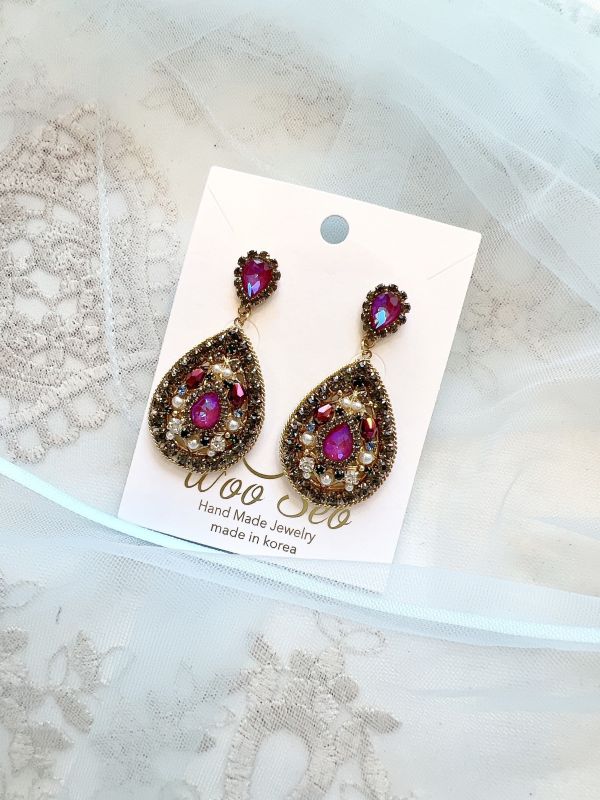 波希米亞復古華麗水滴型耳環 