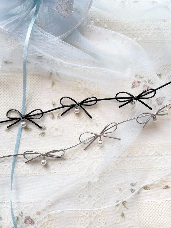 蝴蝶結珍珠頸鏈 