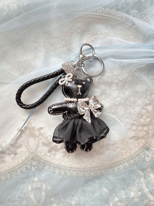 AB彩鑽華麗貴氣蓬蓬裙可愛小熊女孩吊飾掛墜 