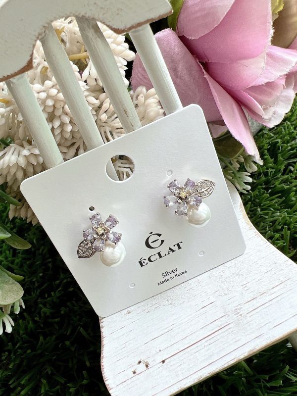 晚霞紫色氣質典雅鋯石小花 