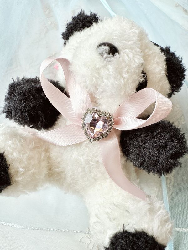 超可愛熊貓娃娃不對稱胖胖蝴蝶結抓夾 