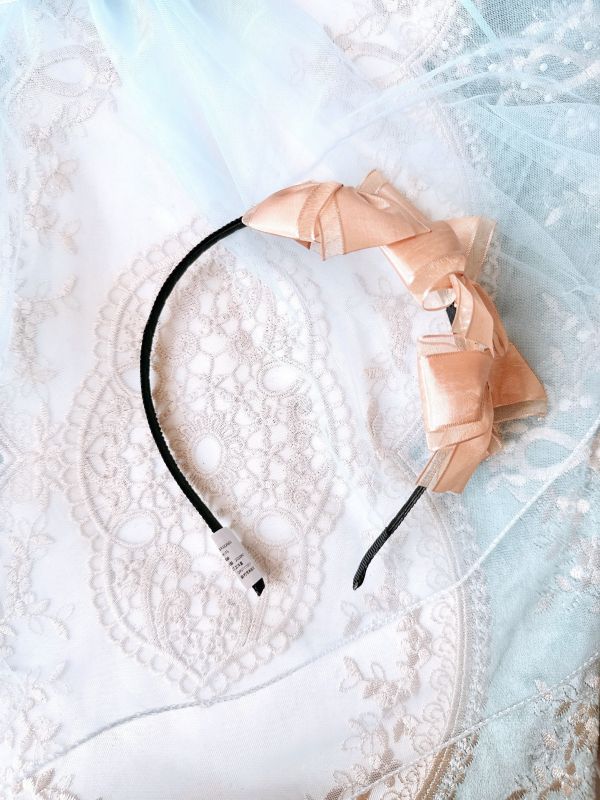 低調優雅香檳蝴蝶結氣質髮圈 