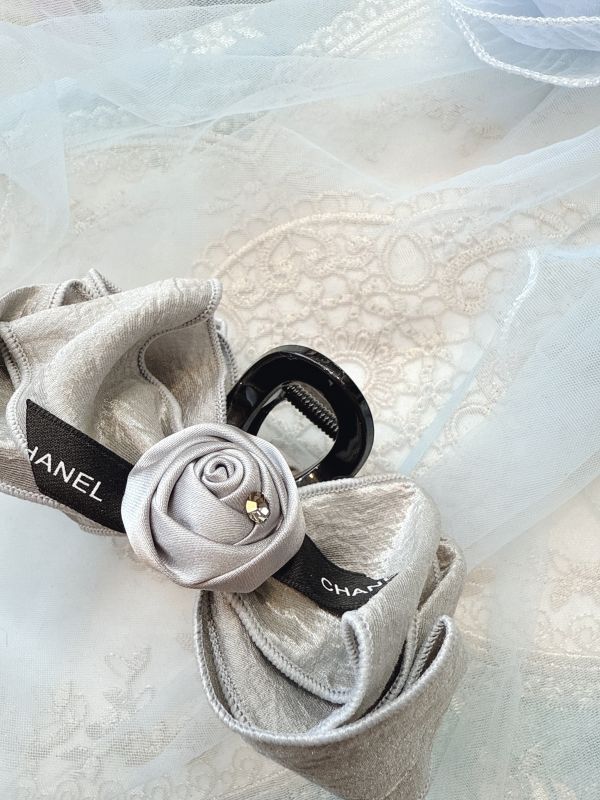 銀玫瑰簡約蝴蝶結雙面抓夾 