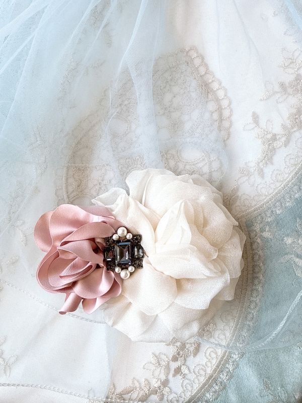 玉潔優雅雪紡花朵彈跳夾 