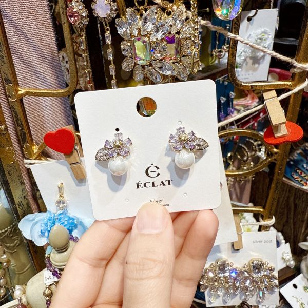 晚霞紫色氣質典雅鋯石小花 