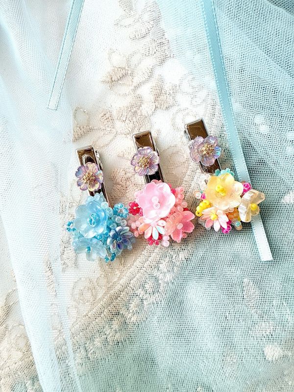 日系手工花小版髮夾 