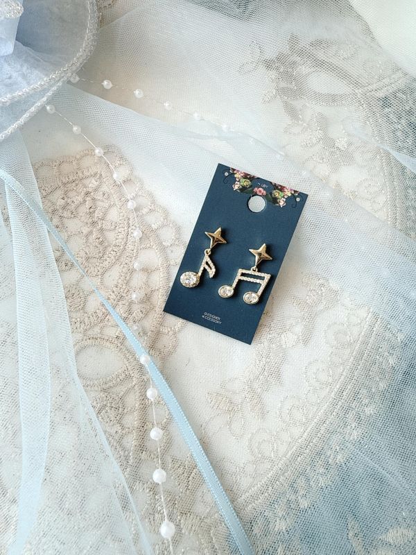 鋯石音符小垂墜式耳環 