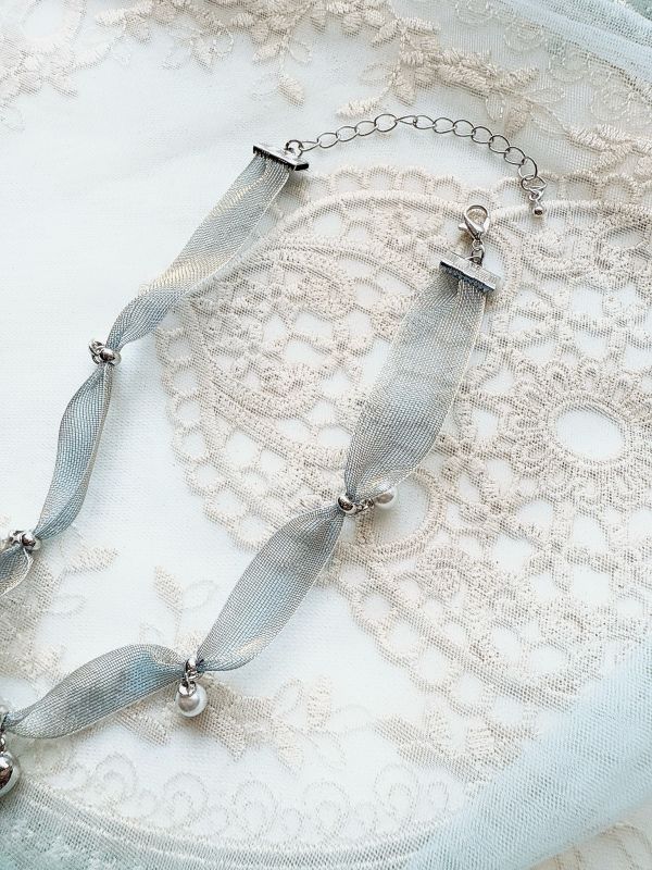 晚霞柔光雪紡垂墜愛心頸鏈短鏈 