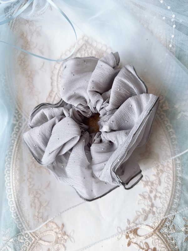 雙層立體雪紡珠釘閃亮亮質感髮束 