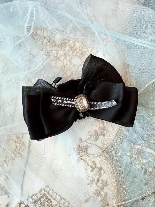 簡約雙層雪紡大蝴蝶結抓夾 