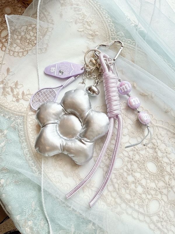 網球主題可愛花朵紫色系多層次掛飾/吊飾 