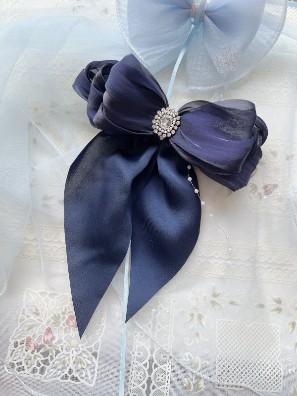 雪紡多層次蝴蝶結彈跳夾 