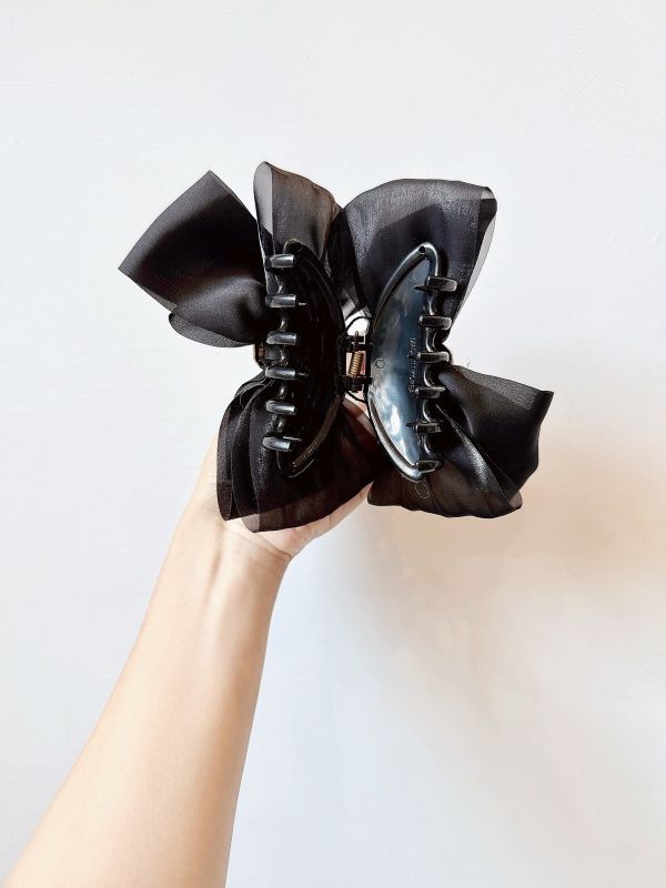 簡約雙層雪紡大蝴蝶結抓夾 