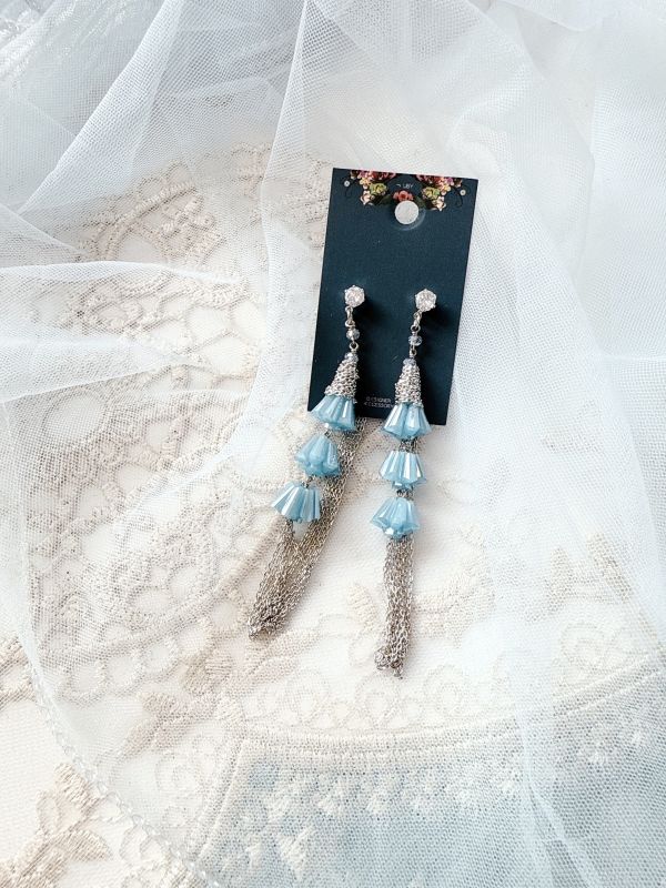 高塔水晶華麗流蘇耳環 