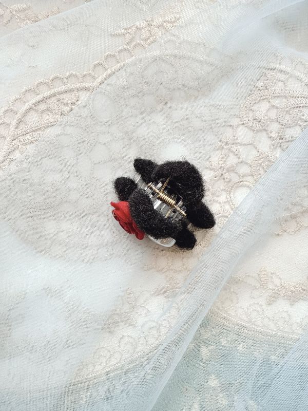 立體絨面蝴蝶結絨毛抓夾 