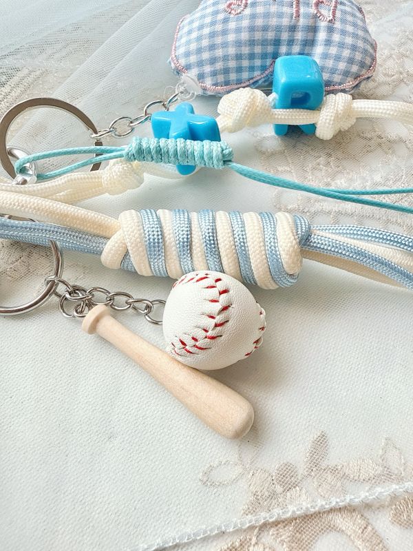 水藍配色胖愛心多層次日系感吊飾/掛墜 