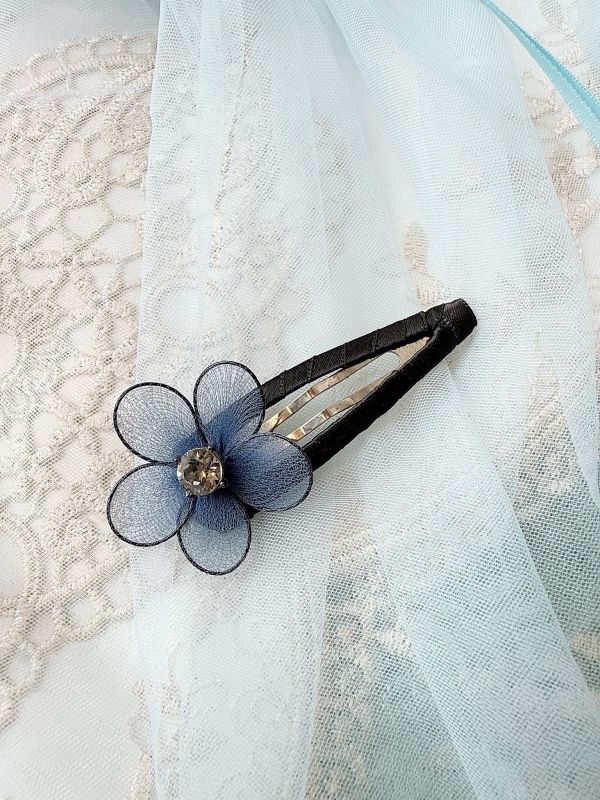 手工立體棉絲花自動髮夾啪啪夾 