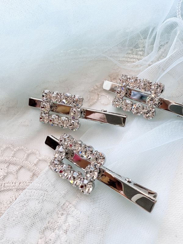 水鑽閃亮亮方型俐落髮夾 