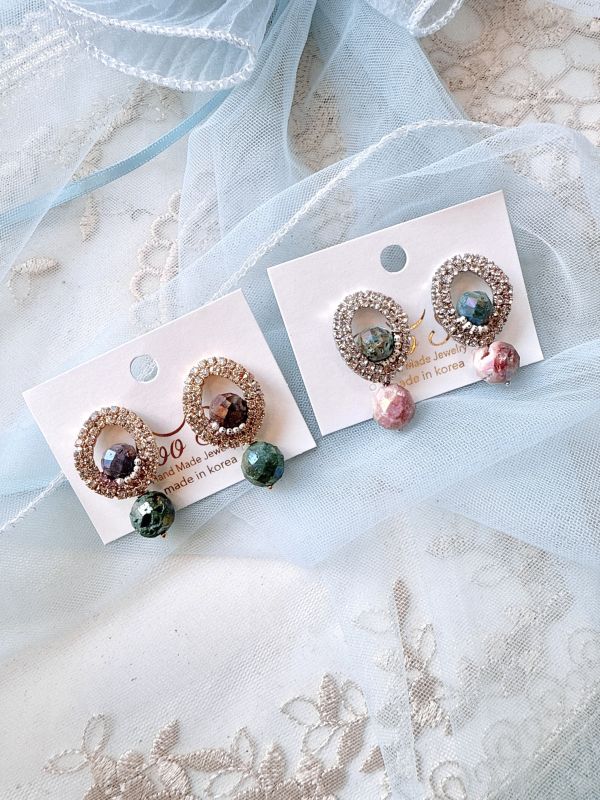 隕石切面光澤高雅耳環 