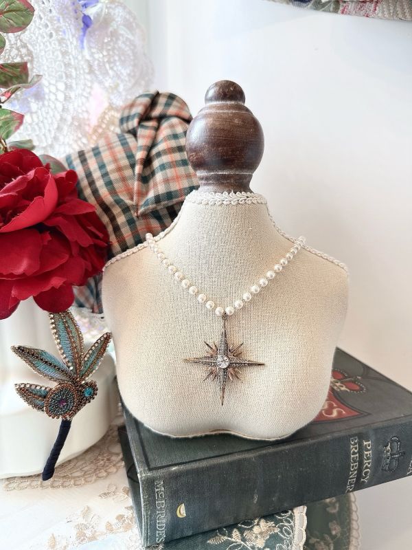 復古雕花閃耀星型珍珠項鏈 