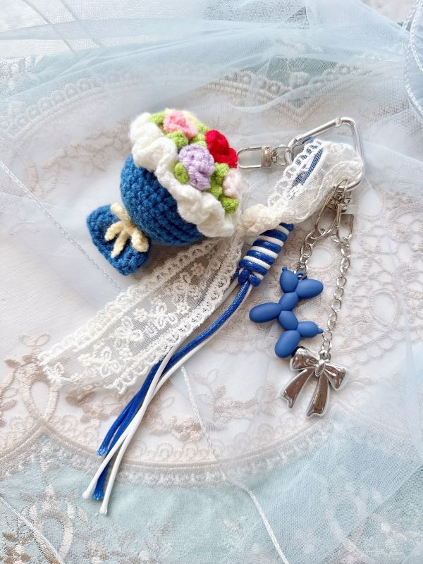 針織捧花日系搭配手機墜飾/吊飾/掛墜 
