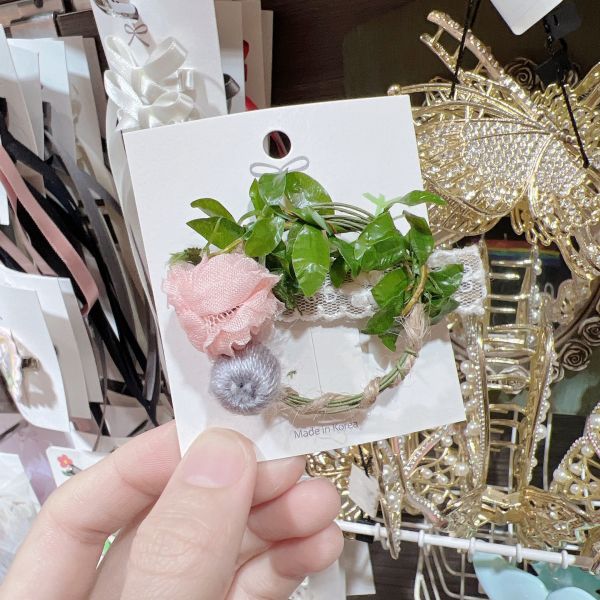 手工森林系雪紡花朵髮夾 